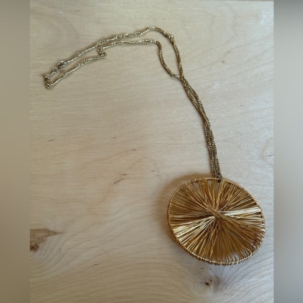 Gold Circular Pendant Necklace